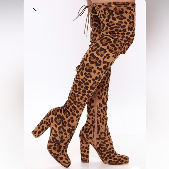 Shoes - Thigh High leopard boots